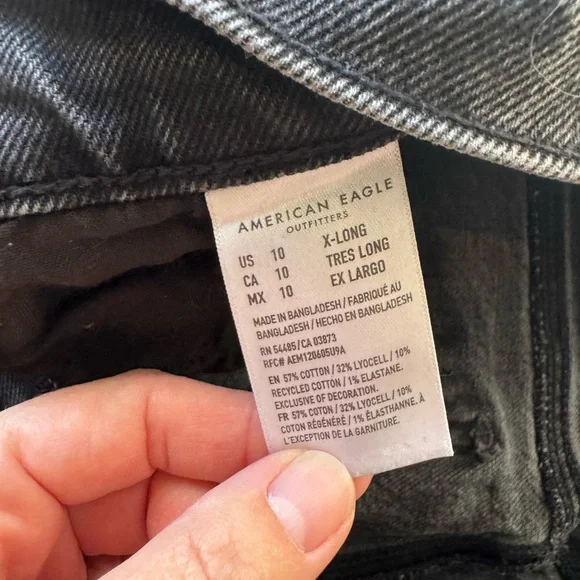 American Eagle Black Wash Stretch Skinny Jeans Women’s Size 10 Extra Long - Picture 9 of 12